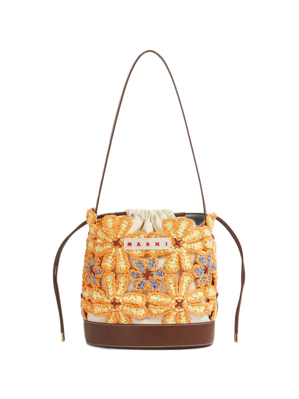 Marni crochet-flower bucket bag - Arancione