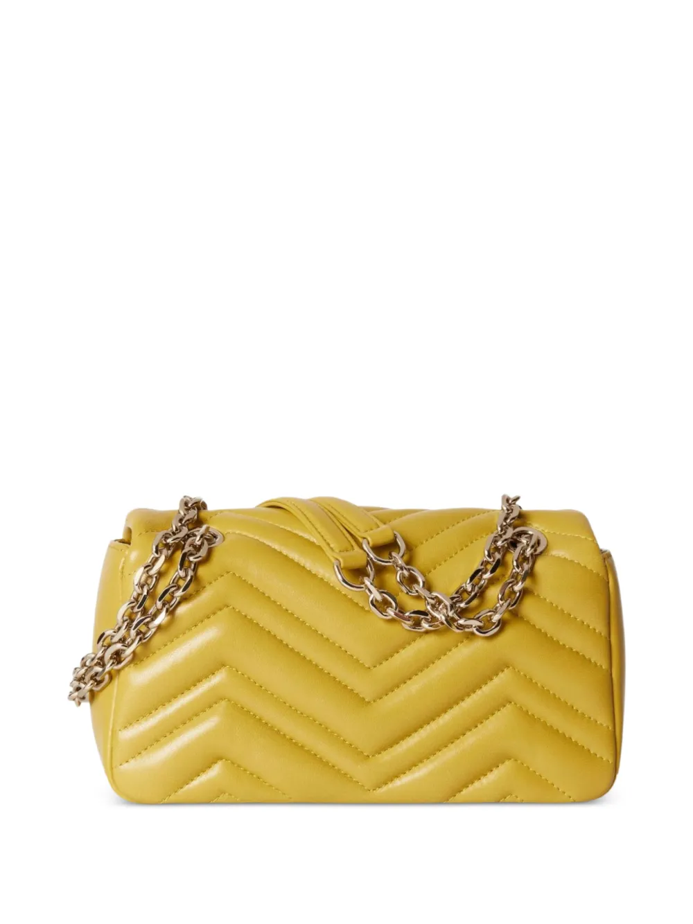Gucci GG Marmont kleine schoudertas met chevron streep Geel