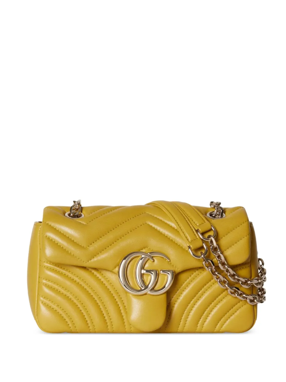 Gucci Borsa a spalla GG Marmont piccola con motivo chevron - Giallo