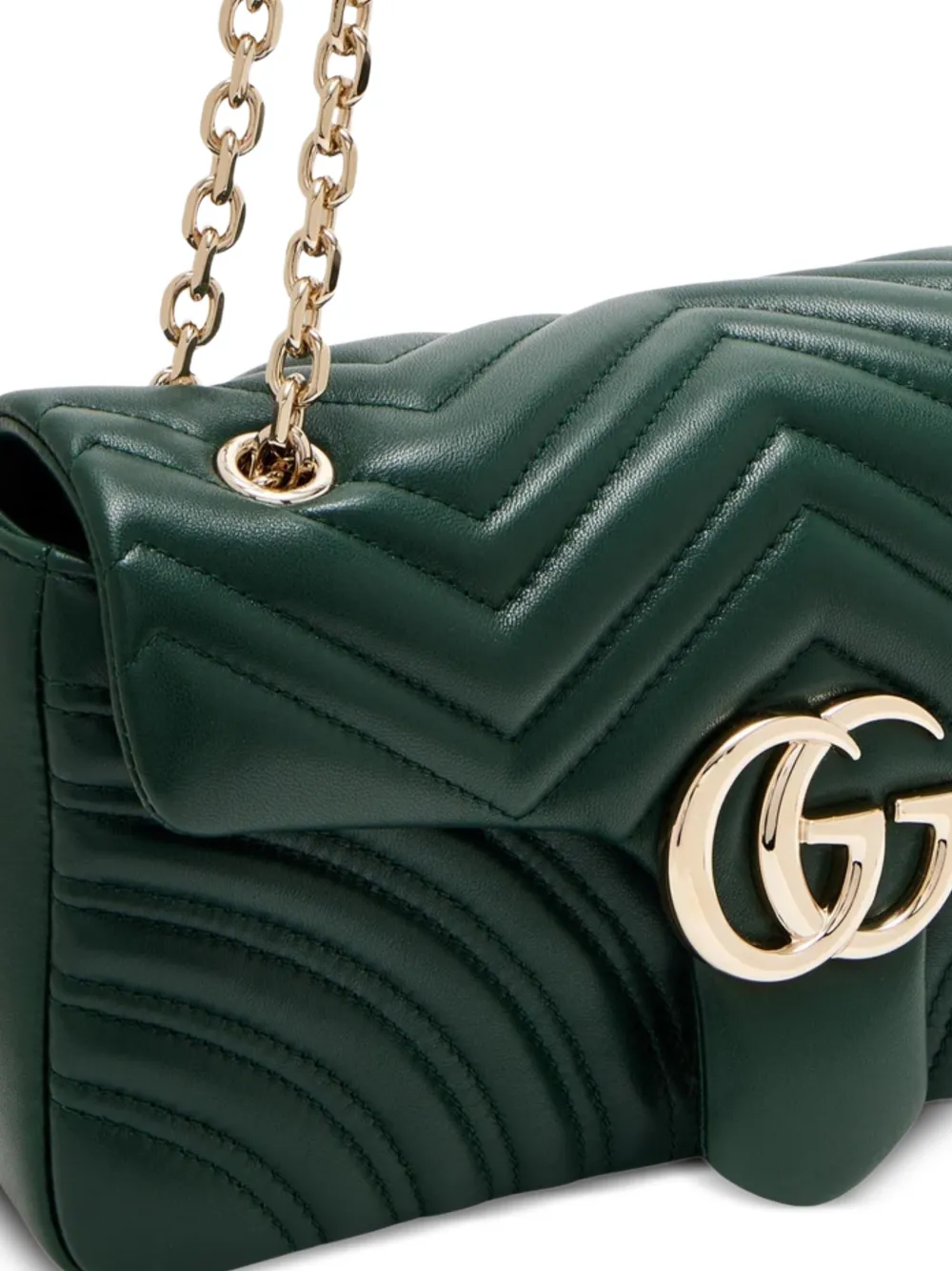 Gucci Medium GG Marmont chevron schoudertas Groen