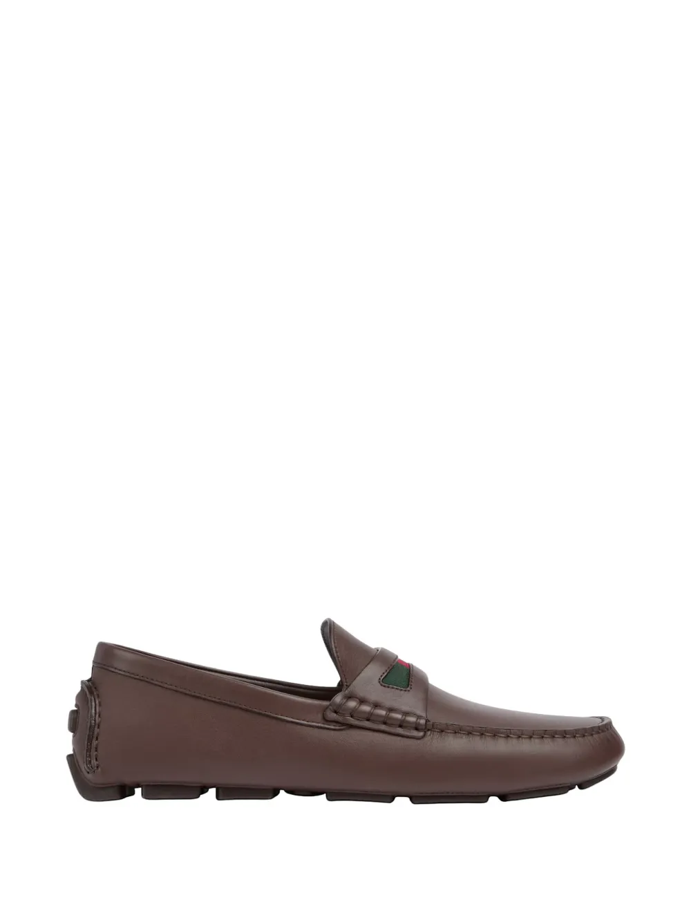 Gucci Web-stripe leather loafers - Braun