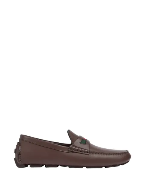 Gucci Web-stripe leather loafers