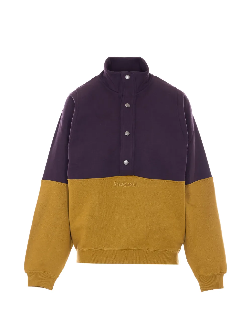 Saint Laurent colour-block logo-embroidered sweater - Violett