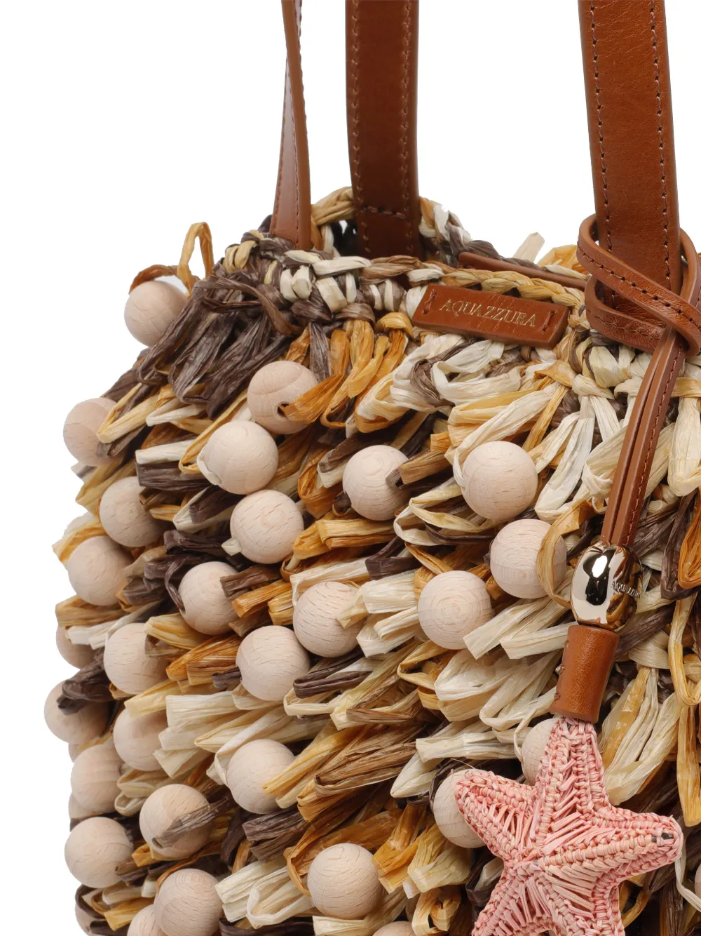 Aquazzura Houten clutch met pompon Beige
