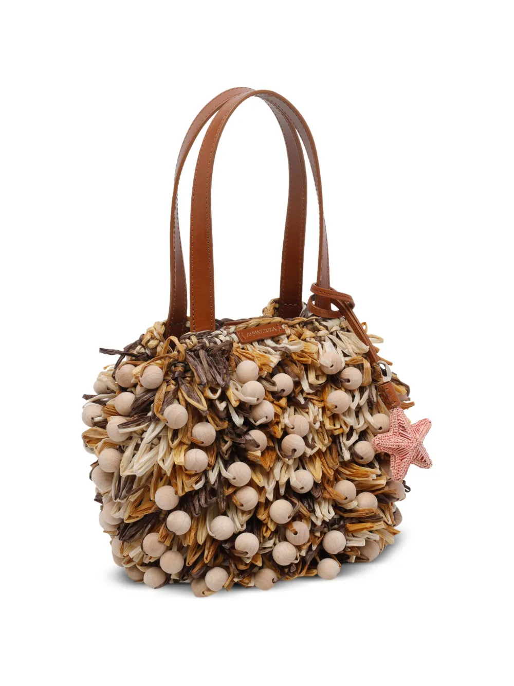 Aquazzura Houten clutch met pompon Beige
