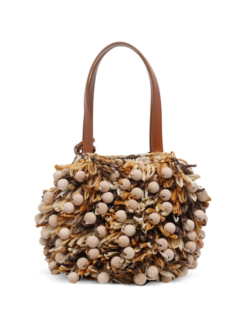 Aquazzura Houten clutch met pompon Beige