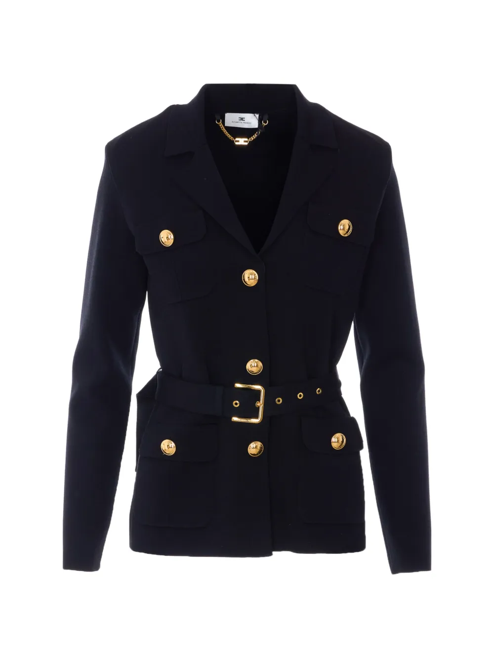 Elisabetta Franchi belted logo-button jacket - Blu