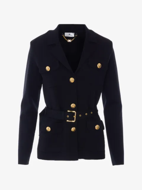 Elisabetta Franchi Gürteljacke mit Logo-Knöpfen