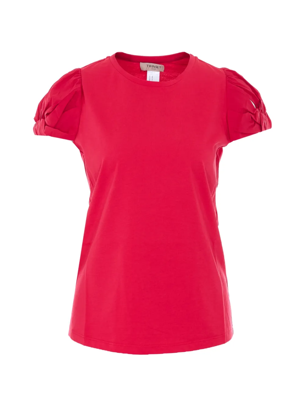 TWINSET puffed-sleeve embroidered-logo T-shirt - Rosso