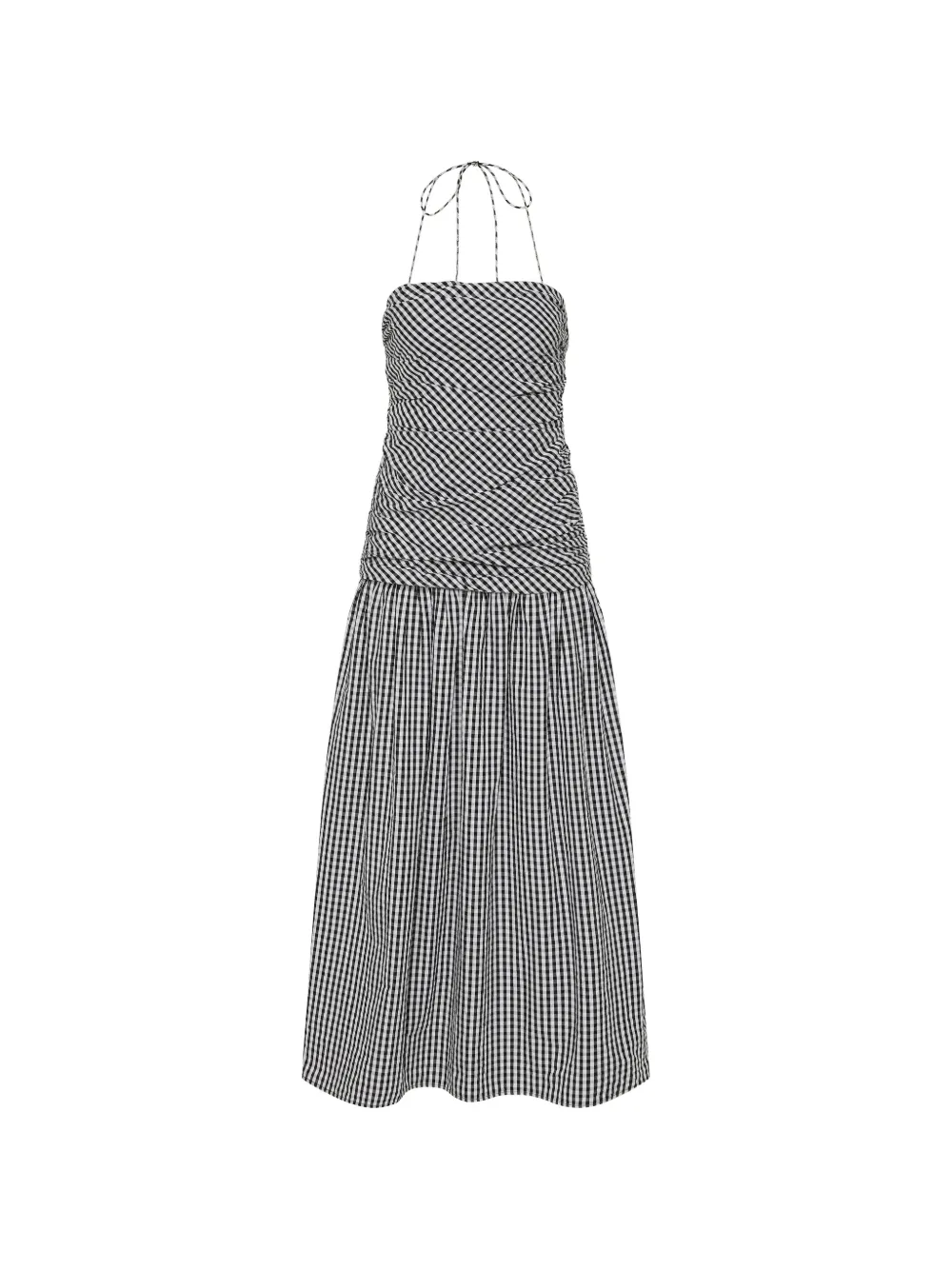 Faithfull the Brand Vento ruched gingham midi dress - Nero