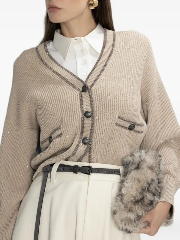 BRUNELLO CUCINELLI ブルネロクチネリスパンコール カーディガン Brunello Cucinelli スパンコール カーディガン | ニュートラル