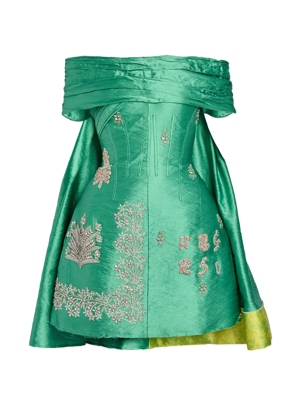 ERDEM embellished off-the-shoulder mini dress - Verde