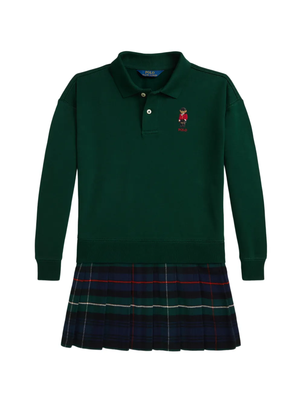 POLO RALPH LAUREN KIDS Jurk met beerprint Groen