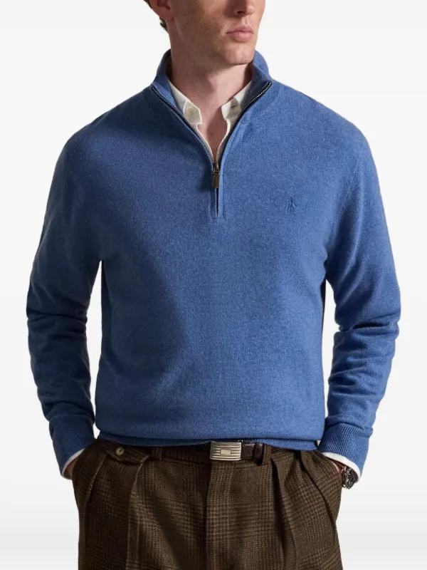 Polo Ralph Lauren Pony-embroidered quarter-zip Sweater | Blue