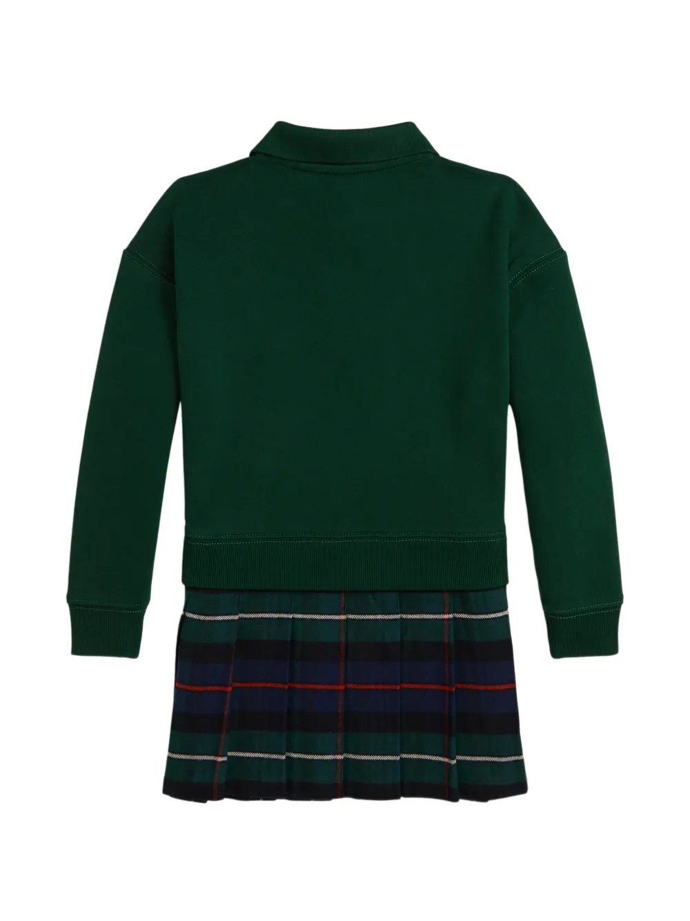 POLO RALPH LAUREN KIDS Polo Bear jurk met tartan-print Groen