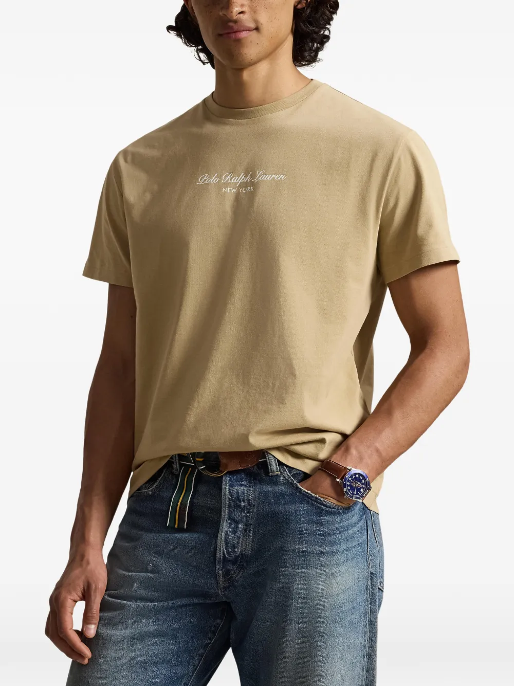 Polo Ralph Lauren Classic-fit jersey T-shirt met logo Beige