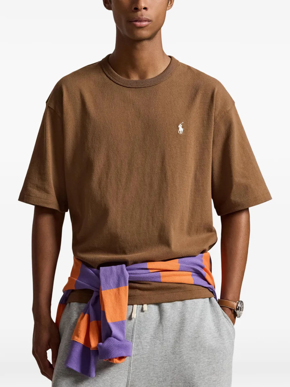 Polo Ralph Lauren Ruimvallend jersey T-shirt met ronde hals Bruin