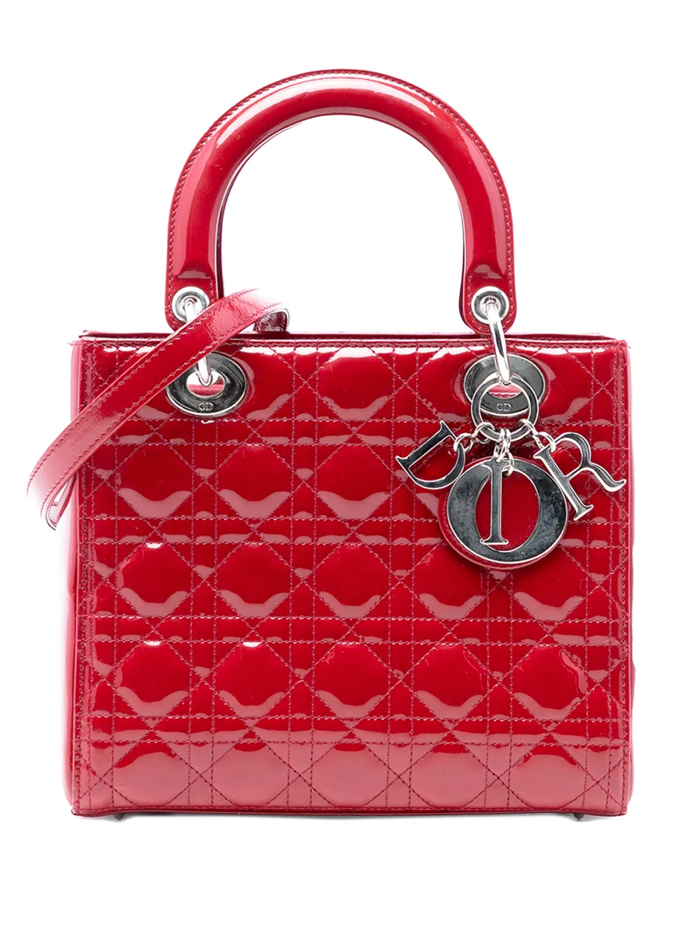 Christian Dior Pre-Owned 2013 Medium Patent Cannage Lady Dior satchel - Rot