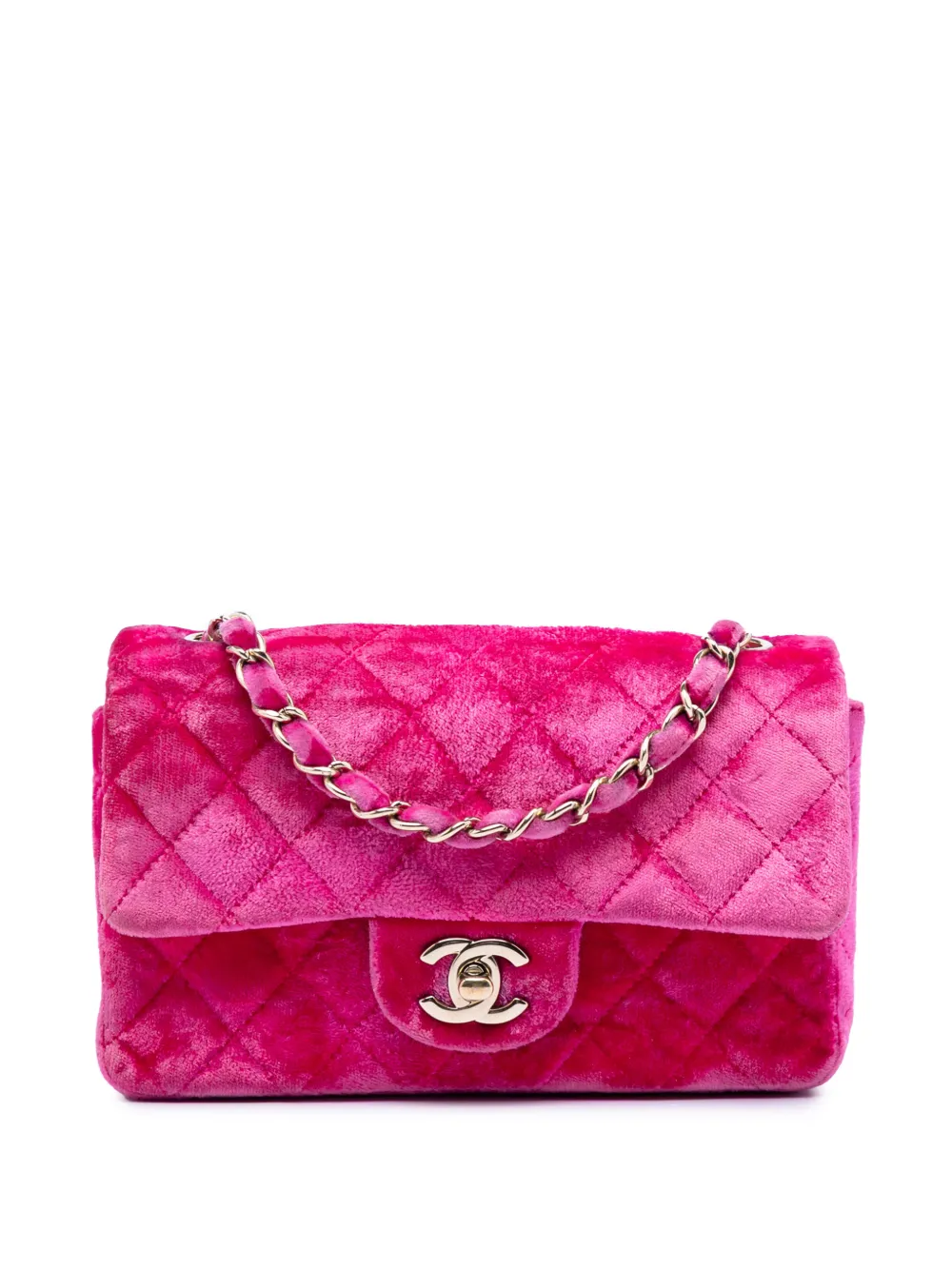 CHANEL Pre-Owned 2015-2016 Mini Rectangular Classic Velvet Single Flap crossbody bag - Rosa
