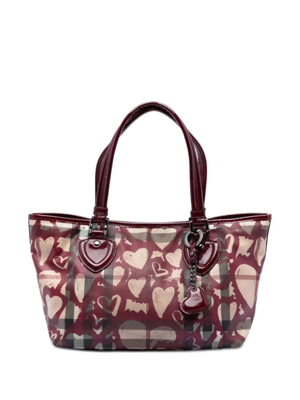 Burberry Pre-Owned 2000-2017 House Check Coated Canvas Hearts Gracie tote bag - Rosso