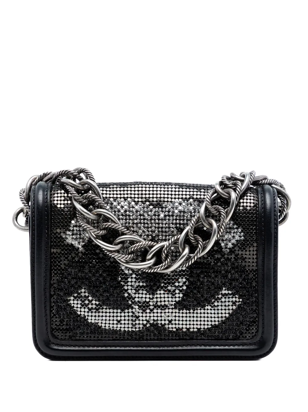 CHANEL Pre-Owned 2005-2006 Small Lambskin Beaded Crystal Flap handbag - Nero