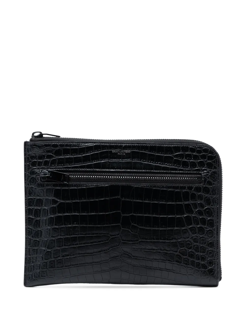Saint Laurent Pre-Owned 2017 Croc Embossed Leather clutch bag - Schwarz