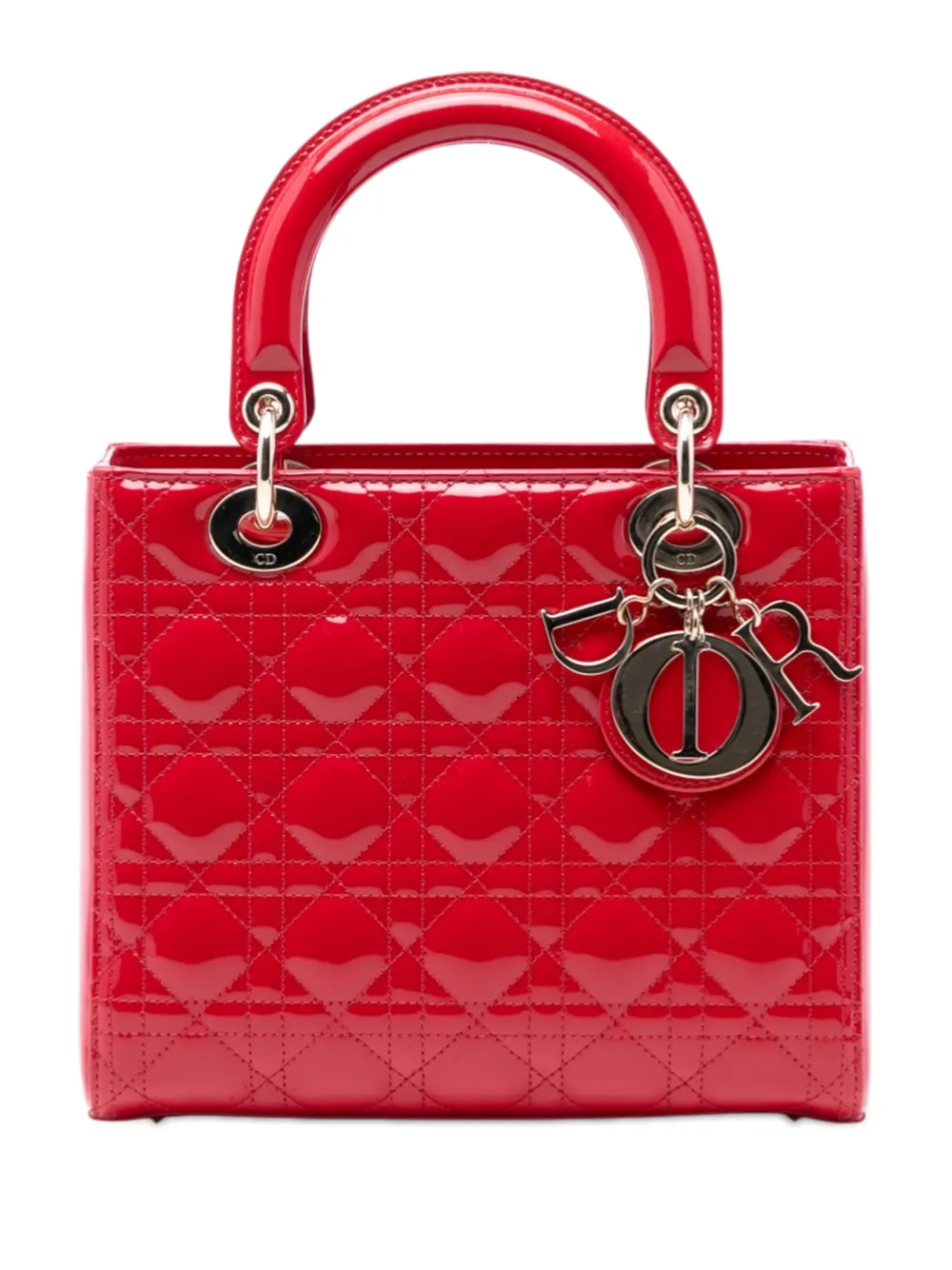 Christian Dior Pre-Owned 2017 Medium Patent Cannage Lady Dior satchel - Rot