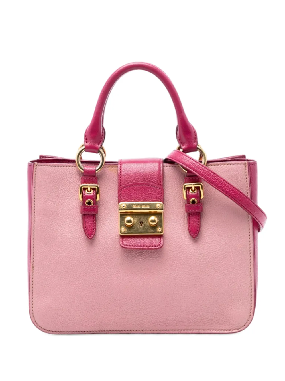 Miu Miu Pre-Owned 2010-2025 Bicolor Goatskin Madras satchel - Rosa