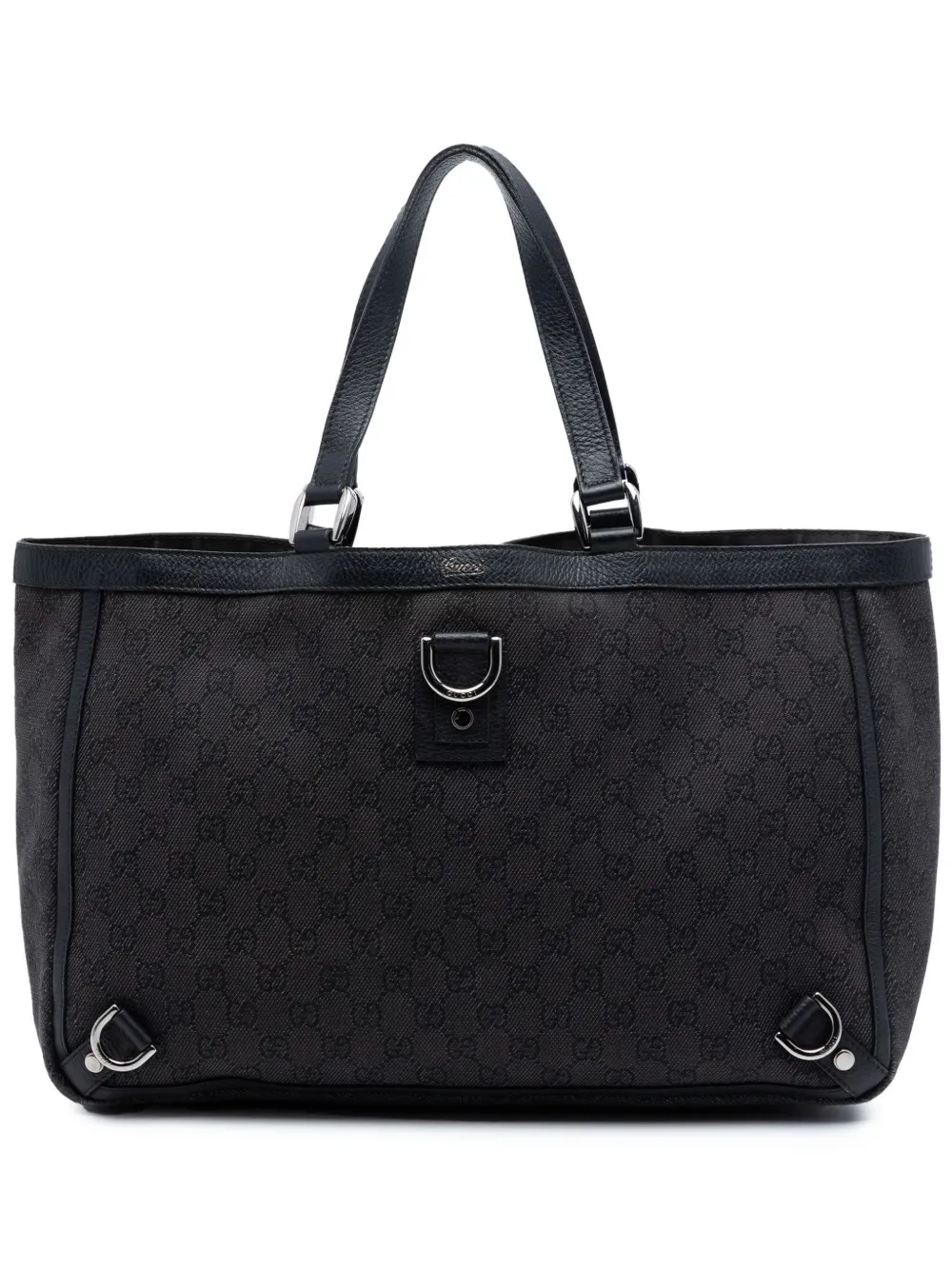 Gucci Pre-Owned 2016-2026 GG Denim Abbey D Ring tote bag - Black
