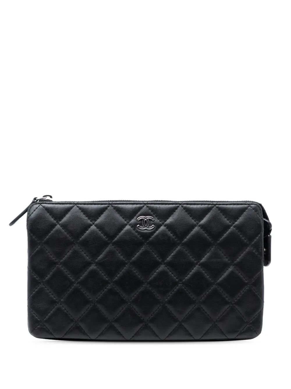 CHANEL Pre-Owned 2014-2015 CC Quilted Lambskin clutch bag - Nero