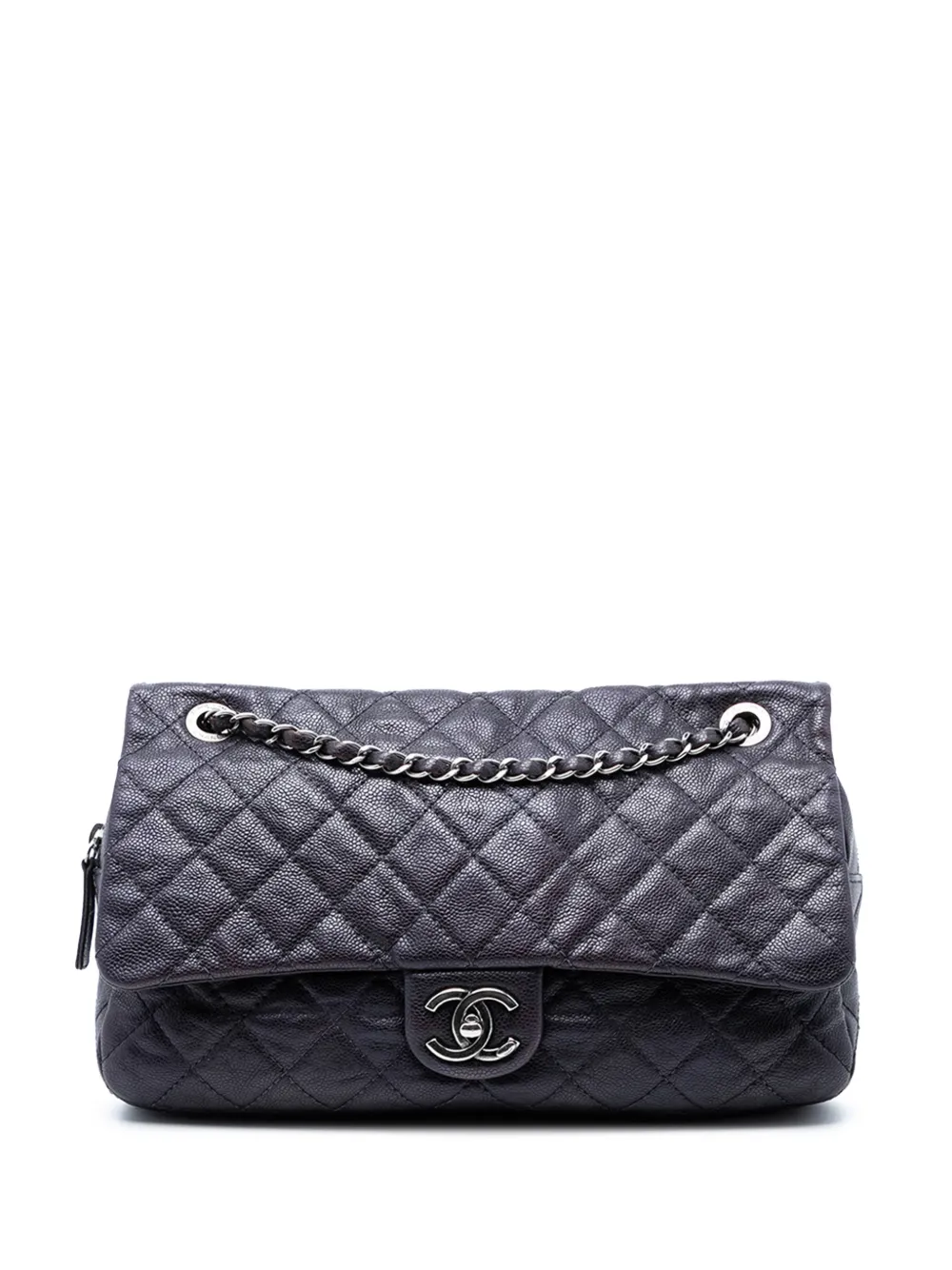 CHANEL Pre-Owned 2012 Jumbo Quilted Iridescent Caviar Easy Flap shoulder bag - Grigio