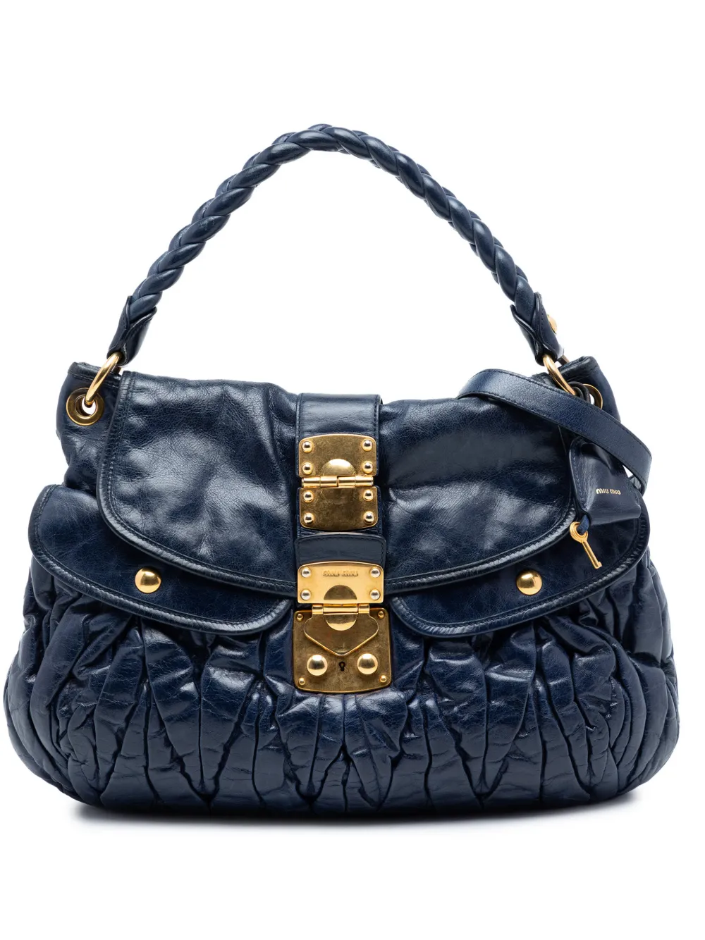Miu Miu Pre-Owned 2010 Matelasse Nappa Coffer satchel - Blu