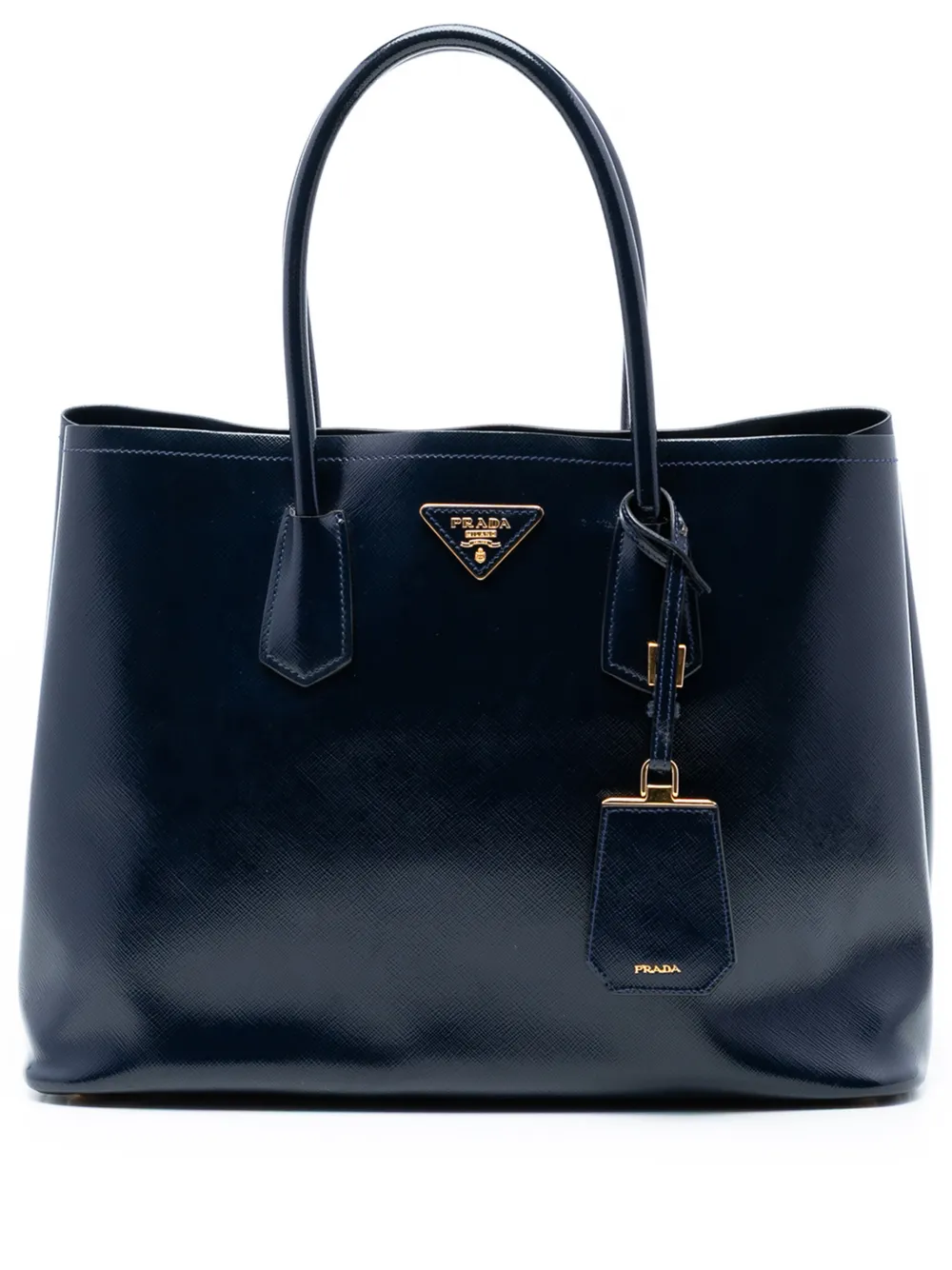 Prada Pre-Owned 2010-2025 Medium Saffiano Vernice Double satchel - Blu