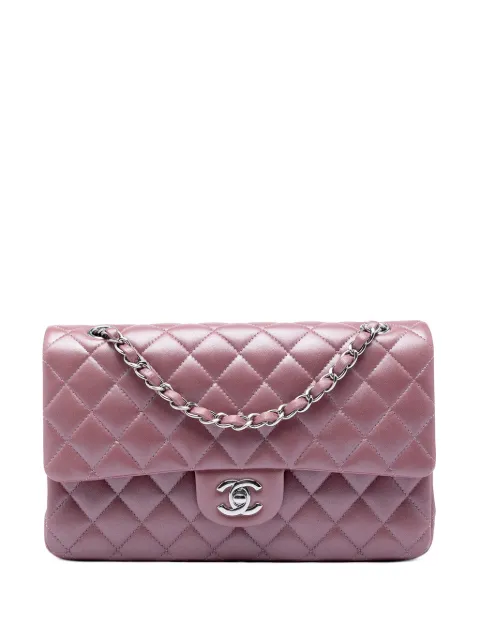 CHANEL Pre-Owned bolsa de hombro Double Flap mediana de piel de cordero metalizada 2017-2018