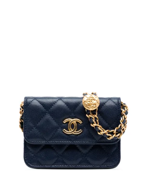 CHANEL Pre-Owned 2021-2025 Quilted Caviar Twist Your Buttons Coin Purse With Chain crossbody bag