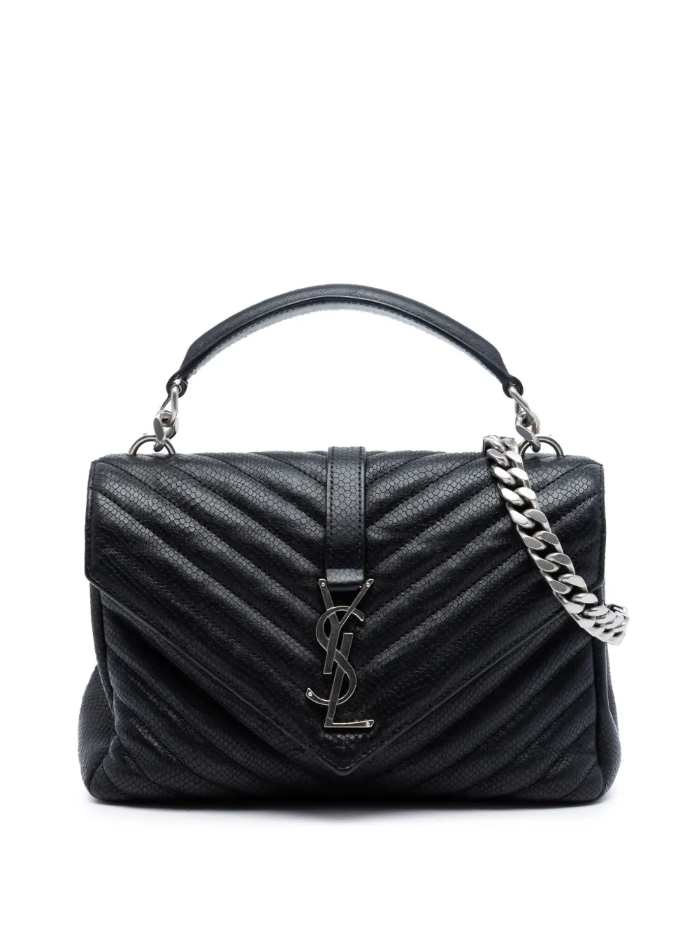 Saint Laurent Pre-Owned 2020 Medium Chevron Embossed Leather Monogram College satchel - Schwarz
