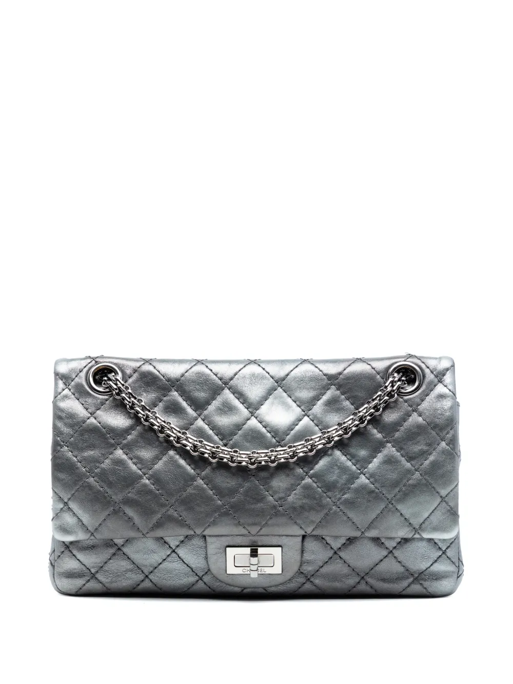 CHANEL Pre-Owned 2008-2009 Quilted Aged Calfskin Reissue 2.55 Double Flap 225 with Pouch shoulder bag - Silver