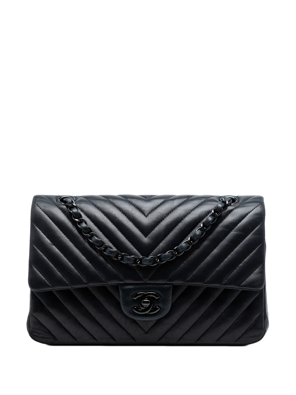 CHANEL Pre-Owned 2015-2016 Medium Classic Chevron Lambskin So Black Double Flap shoulder bag - Schwarz