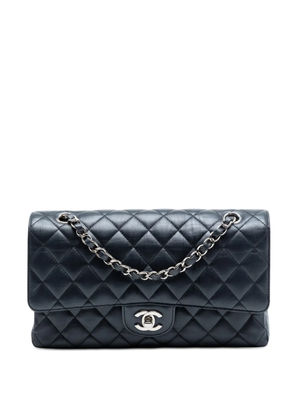 CHANEL Pre-Owned 2017-2018 Medium Classic Lambskin Double Flap shoulder bag - Blu