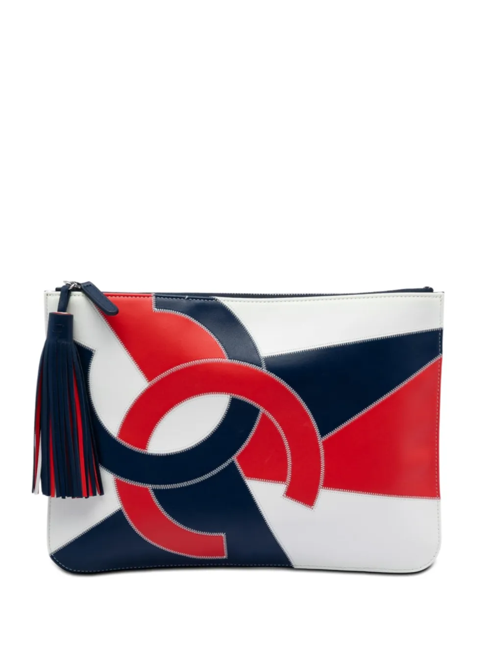 CHANEL Pre-Owned 2019 CC Lambskin Patchwork Tassel clutch bag - Multicolore