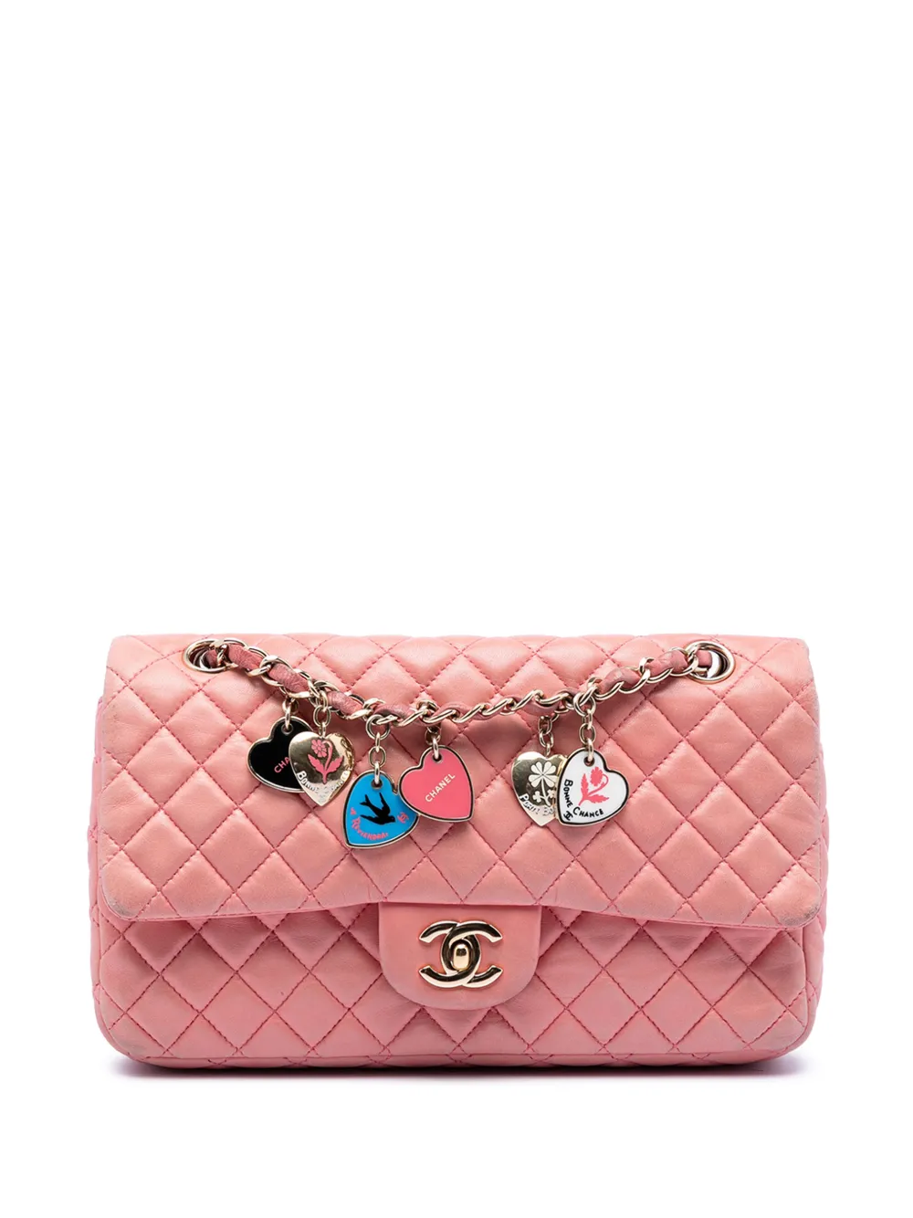 CHANEL Pre-Owned 2008-2009 Medium Classic Lambskin Valentines Heart Charms Single Flap shoulder bag - Rosa
