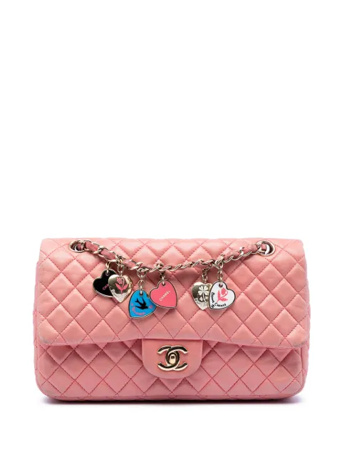 CHANEL Pre-Owned bolsa de hombro Single Flap mediana de piel de cordero con dijes Valentines 2008-2009