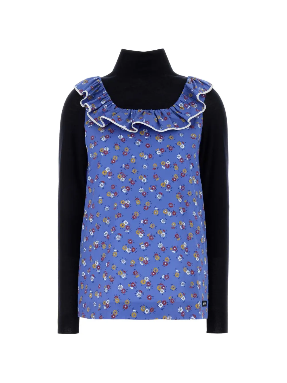 Miu Miu floral-print ruffled sweater - Schwarz
