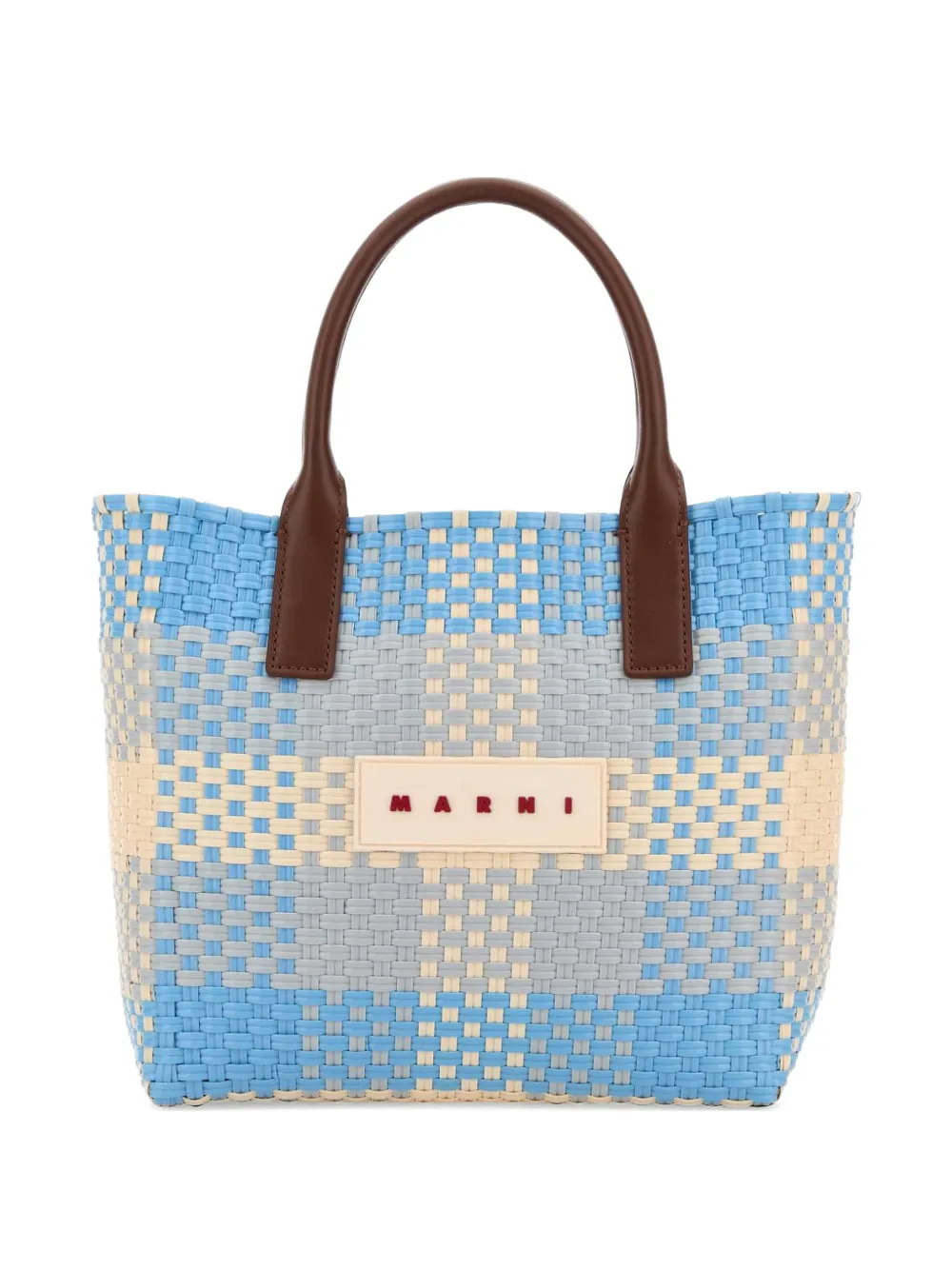 Marni check-pattern woven tote bag - Blu