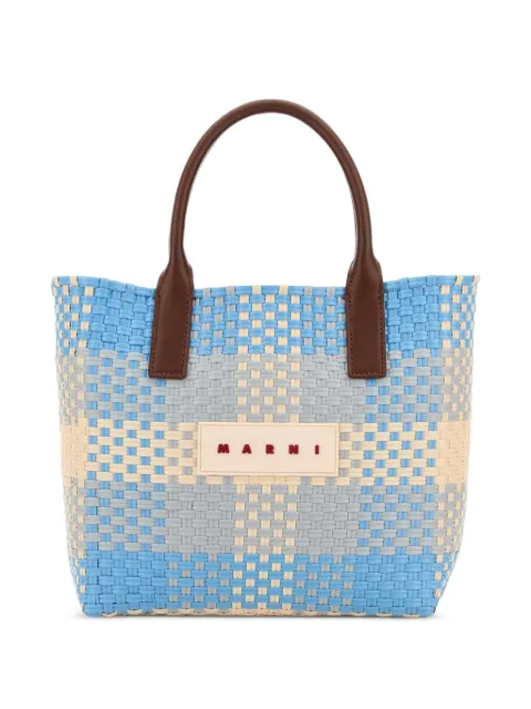 Marni check-pattern woven tote bag