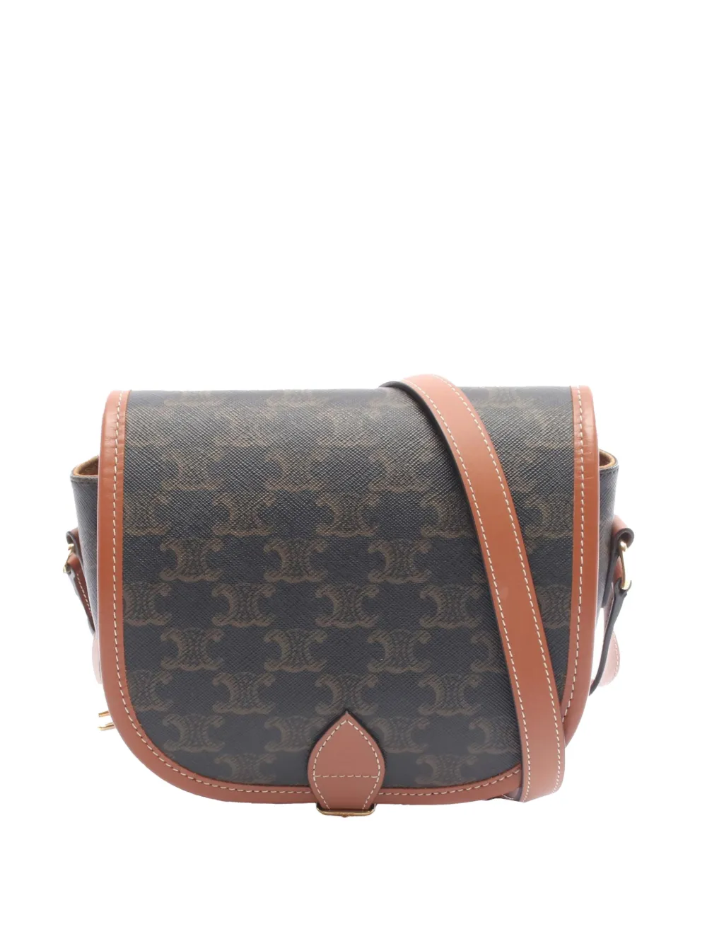 Celine Pre-Owned 2021-2026 Medium Triomphe Coated Canvas Folco crossbody bag - Marrone