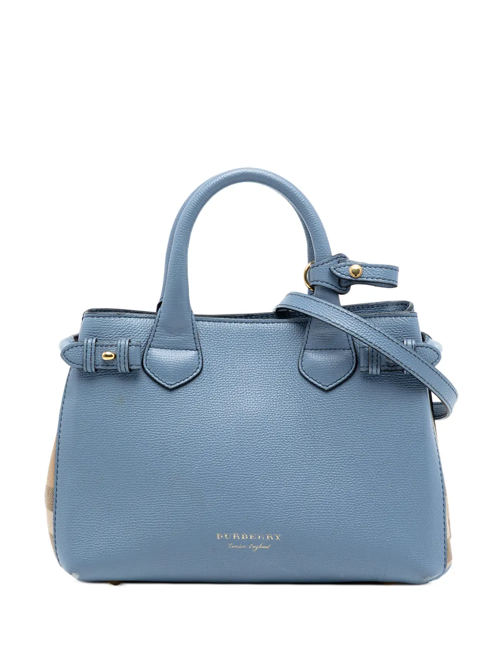 Burberry Pre-Owned 2000-2017 Small Leather and House Check Banner satchel - Blau