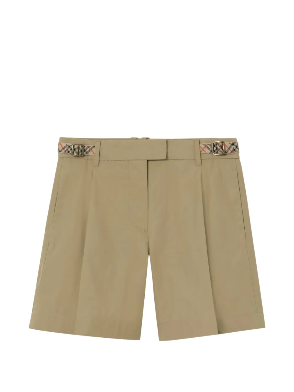 Burberry check trim cotton poplin shorts - Toni neutri