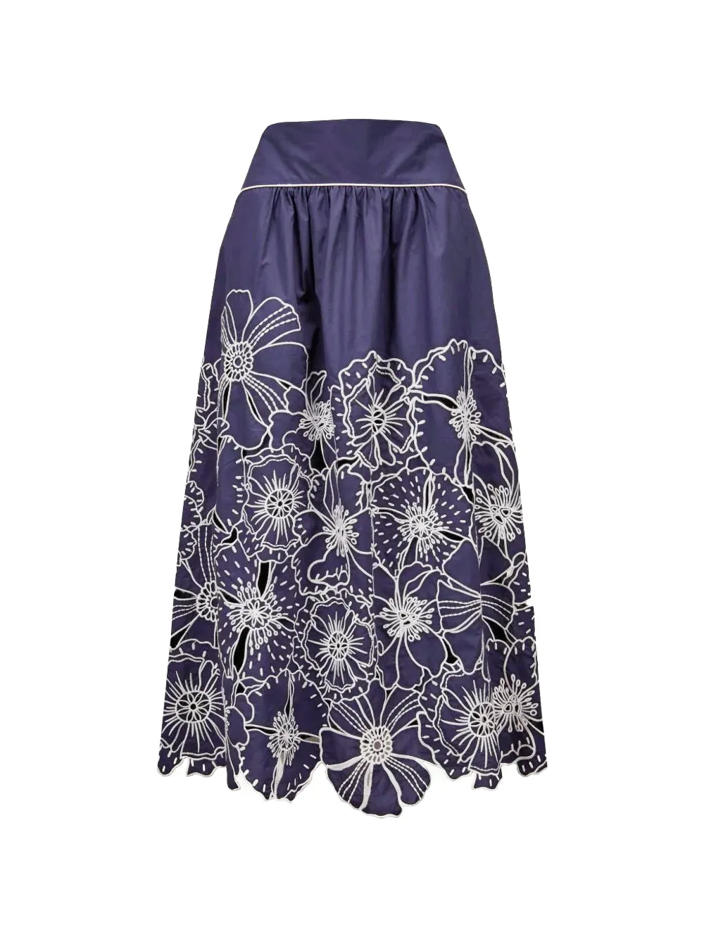 FARM Rio flower-embroidered maxi skirt - Blu