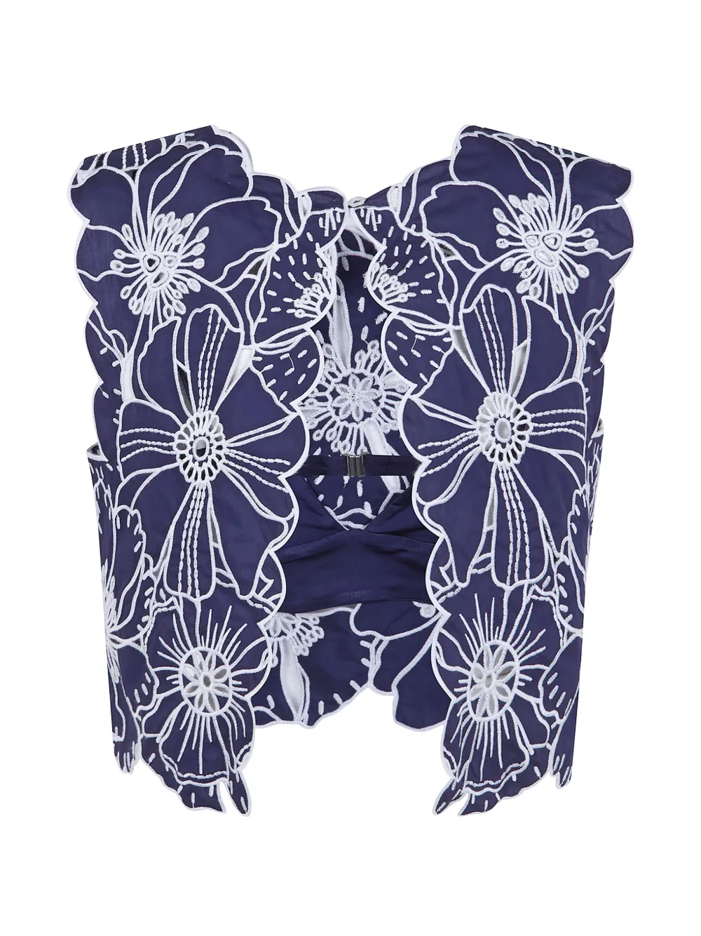 FARM Rio Richelieu top met geborduurde bloemen Blauw